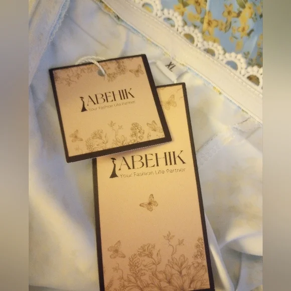 Abehik Floral Blue Halter Dress Size XL NWT - Picture 7 of 7